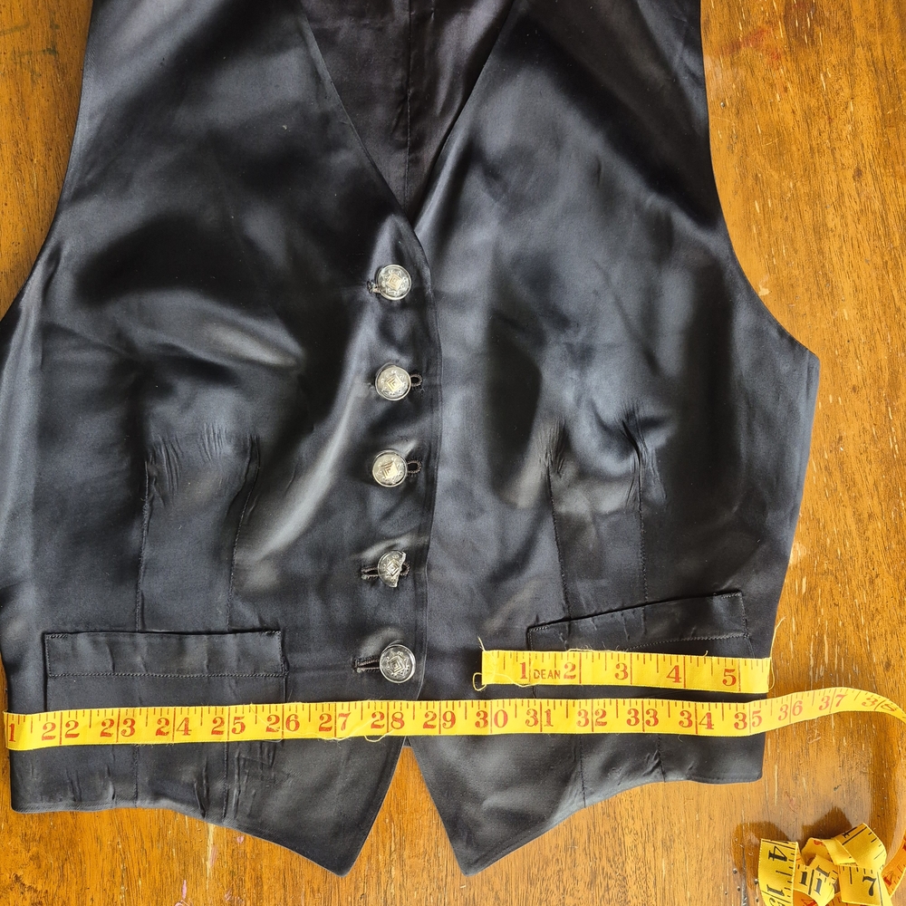 Vintage Black Silk Look Vest 1990s Minimalist Chic Sleeveless Top - Picture 6 of 8